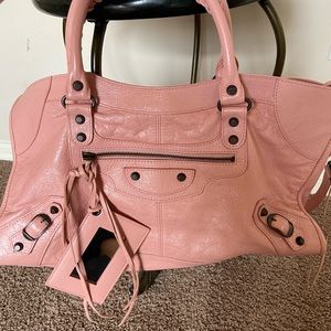 Classic pink Balenciaga city bag